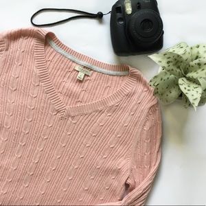 Sonoma Pink V-neck Knit Sweater